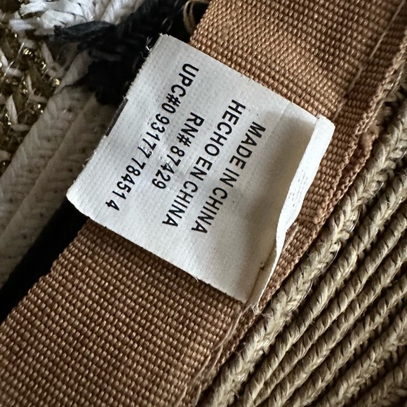 Women’s Straw Sun Floppy Packable Wide Beach Hat Gold Mix Tan and Black Sun Hat - Picture 10 of 12